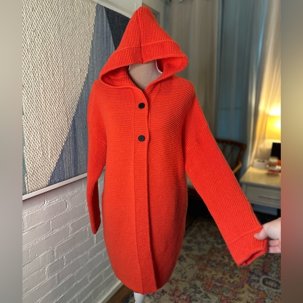 Brand Unknown Red Hooded Knit Cardigan - Picture 3 of 9